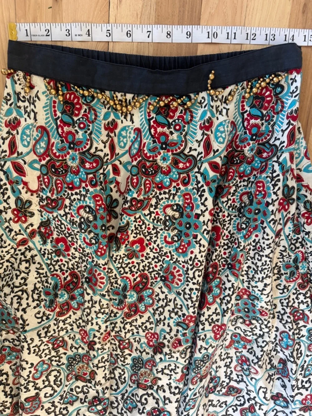Coldwater Creek blue red  bohemian paisley maxi skirt M